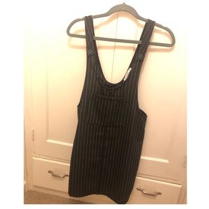 Black Vintage Striped Pinafore Dress